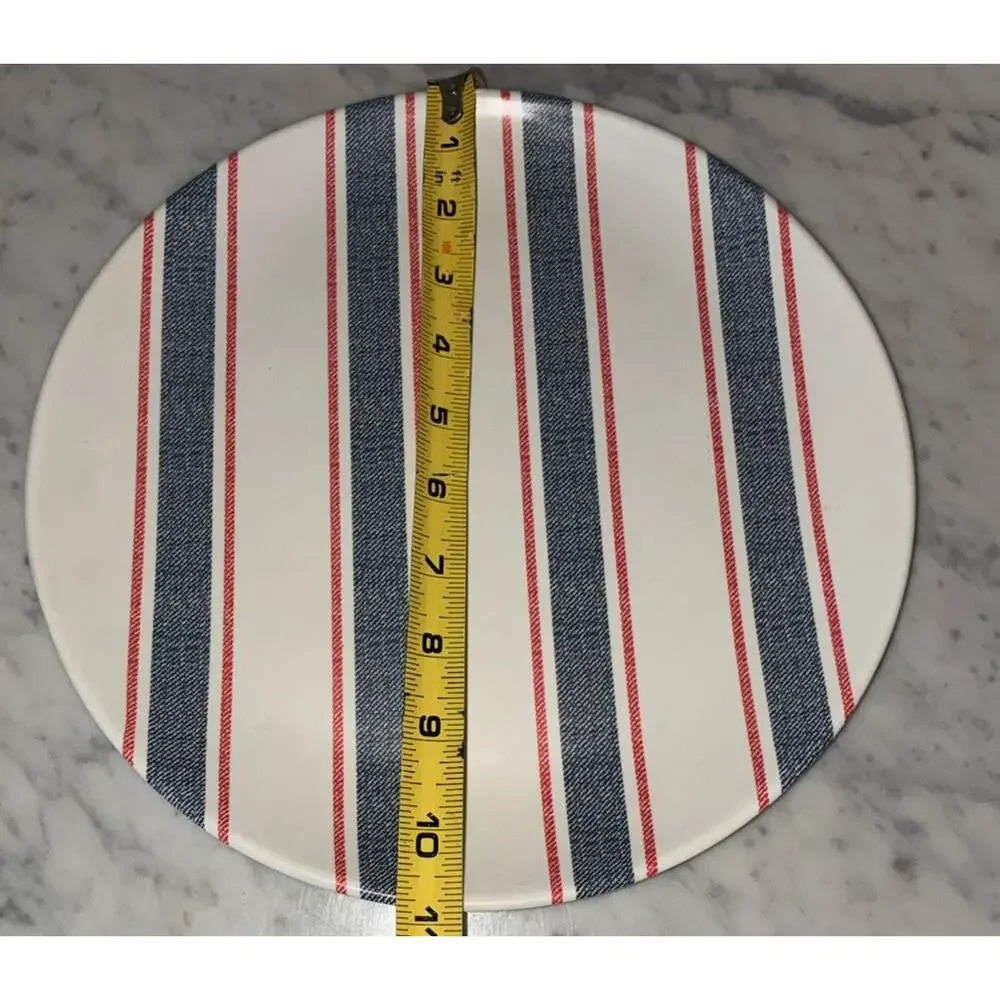 Hearth & Hand Magnolia Melamine Dinner & Salad Plates Set 4 Blue 4 Red White - Picture 6 of 9